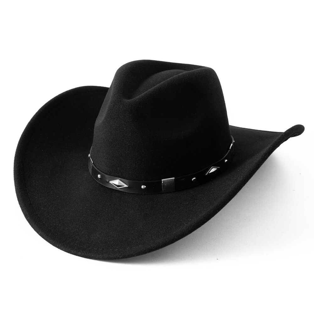 1804 Classic Felt Wide Brim Western Cowboy Cowgirl Hat with Belt